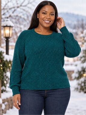 Liz Claiborne Green Ribbed Sweater – 37% OFF Retail